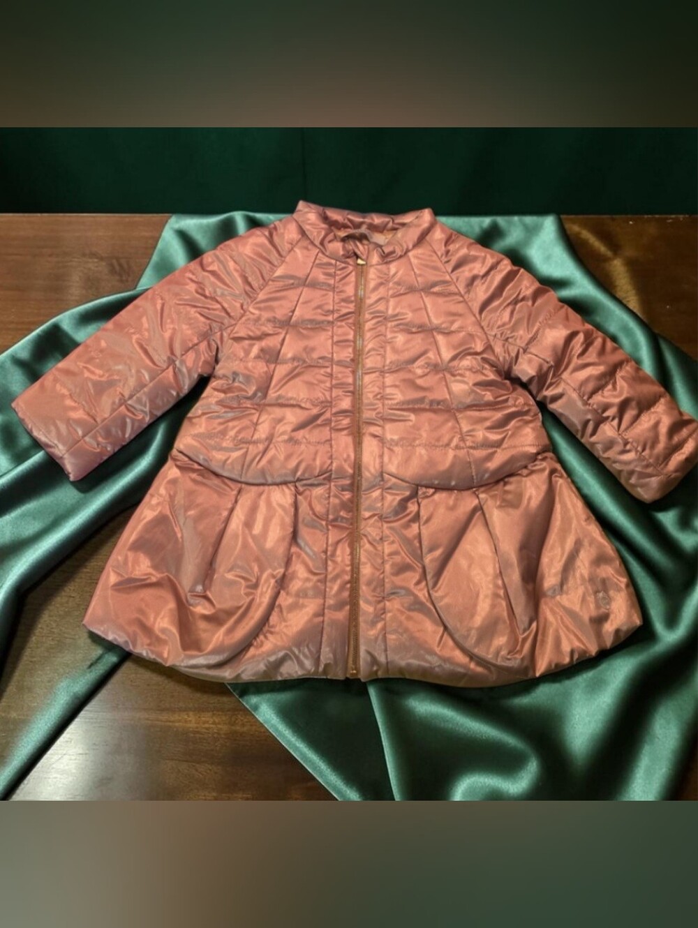 Baby Dior/Christian Dior, Metalic Rose Gold Quilted Puffer Jacket Size 18 EUC